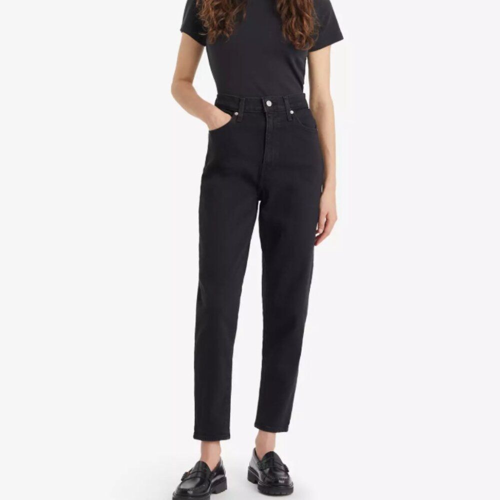 Levi's Women's Jeans High-Waisted Tapered Mom Jeans in Flash Black size 24x29
